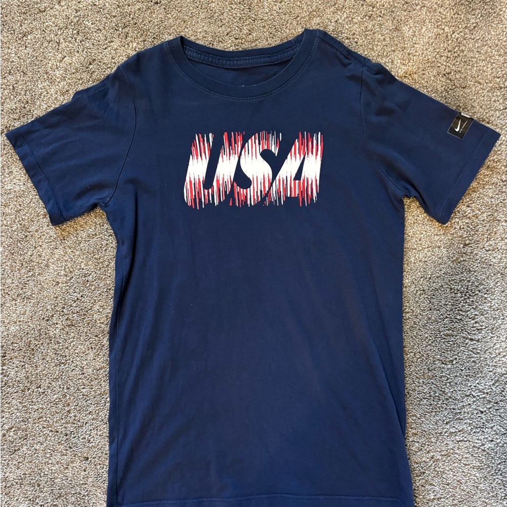 Nike Blue and Red Short Sleeve Tee USA Graphic